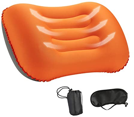 QIAOZILI Coussin de camping gonflable ultra léger, coussin de voyage confortable et confortable avec support du cou et de la tête, coussin ergonomique à la main et coussin imperméable