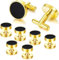 Diamday Herren Manschettenknöpfe Edelstahl Schwarz Rund Retro Smoking Manschettenknöpfe Klassischer Farbton Kit Hemd Anzug Manschettenknöpfe Kleidung Zubehör Hochzeit Business Abschlussfeier Geschenk