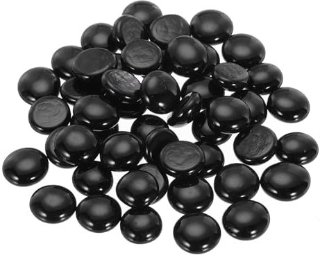 QUARKZMAN Biglie Vetro Piatte Decorative 17-19 Mm Perline Riempimento per Vasi Roccia Ciottoli Neri per Decorazioni Sparse per Acquari, 100pz