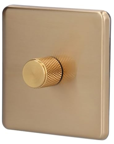 Variateur de Lumière LED, Type de Bouton, Interrupteur en Laiton brossé pour Usage Domestique, AC220V (lumière monotone)