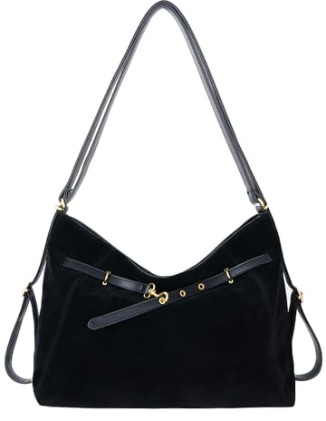 Aulenge Zaino Donna 2-in-1 Borsa a Mano Elegante Borsa a Tracolla Zaino alla Moda Borsa a Spalla per Donne alla Moda Quotidiano e Città Nero