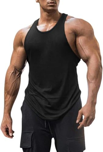 Runcati Tank Top Men's Sleeveless Shirt Gym Fitness Muscle Shirt Men Plain Lightweight Undershirt Summer Undershirt Slim Fit Bodybuilding Functional Shirt
