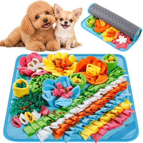 Gimars Tapis de Fouille Chien Jouet Interactif Anti-Ennui pour Stimulation Mentale et Entraînement Olfactif Tissu Polaire Antidérapant 39×39cm pour Chiots et Petits Chiens