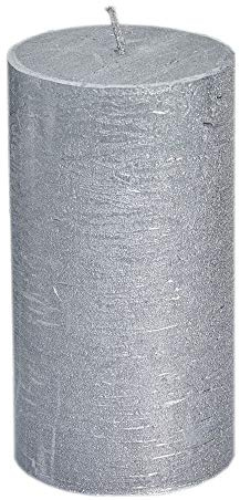 Ivyline SPAAS Bougie Pilier Cylindre 70/130 mm, ± 60 Heures, Non-parfumée - Argent