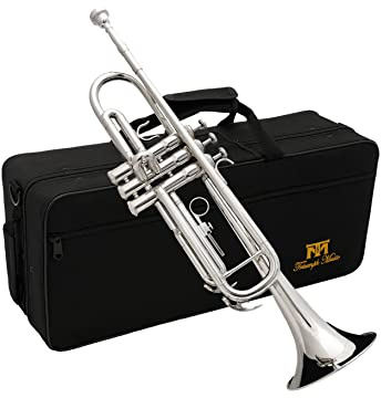 Triumph Standard Trumpet Set, Bb Trumpet Brass Instrument for Students Beginners with Hard Case, Valve Oil, Cleaning Kit, 7C Mouthpiece, White Gloves, B Flat Trumpet Instrument 6416N (Nickel Silver)