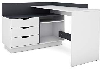 byLIVING Winkelschreibtisch BELFAST, weiß/anthrazit, links oder rechts montierbar, Holzwerkstoff Spanplatte, B 129, H 83,5, T 105 cm