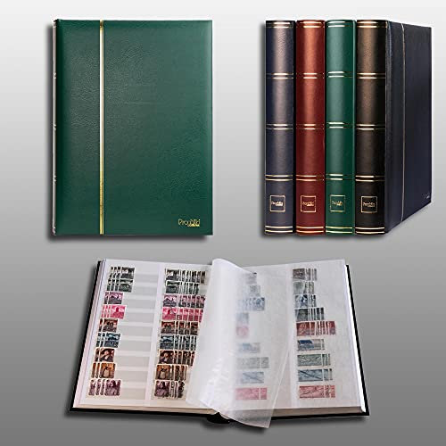 Prophila Collection 60 pagine bianche divise per francobolli, copertina verde imbottita