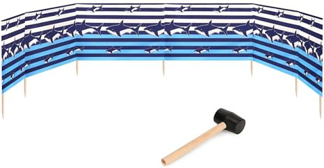 Garronda Paravent Plage Coupe-Vent Camping Brise-Vent avec Marteau en Caoutchouc GAEX001 (Rayures/Haie, 8 m)