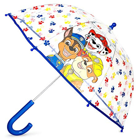 ABG Accessories boys Kids Clear for Rain boy's, transparent With an Easy Grip Handle, Dome Windproof, Bubble Umbrella, Nickelodeon, Paw Patrol, Age 3-10 US
