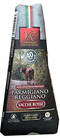 Consorzio Vacche Rosse - Parmigiano Reggiano DOP Vacche Rosse Razza Reggiana - Stagionato Oltre 40 Mesi - Trancio da 250 g