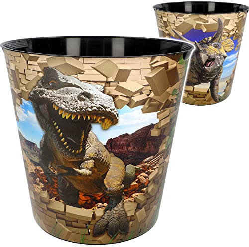 Papierkorb - Behälter Modell wählbar 10 Liter - wasserdicht - 28 cm - aus Kunststoff - Dinosaurier - Tyrannosaurus Rex Mülleimer Eimer - auch als Blumen..