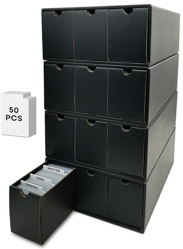 Fageverld Trading Cardboard Storage Box - 12 600-Count with 50 Card Dividers, Collectors Organizer Box for MTG, Baseball Card Collection