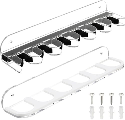 Cosmos Billardqueue-Rack aus Acryl, Wandhalterung, Billardstock-Halter, Wandregal, EVA-Schaum-Queue-Clips, hält 6 Pool-Queues, Billard-Pool-Ausrüstungszubehör (transparent klar)