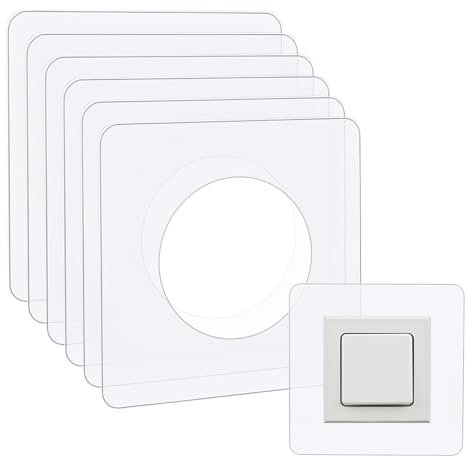 ShnminEU Lichtschalter Schutz für Wand 6 Stücke Transparenter Tapetenschutz für 1-fach Steckdose und Lichtschalter Tapetenschoner passend für jedes Schalterprogramm