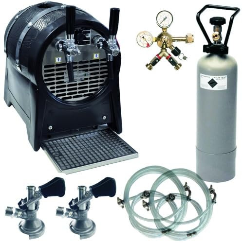Bierzapfanlage Partyfass 60 l/h kompl.Set für 2 Bierfässer, Flach-Zapfkopf Typ A, 6,0kg CO2 Flasche