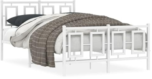 vidaXL Giroletto con Testiera e Pediera Metallo Bianco 120x190 cm
