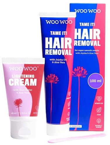 WooWoo It Takes Two! Natural Intimate Hair Removal Cream 100ml & Lighten It! Skin Brightening Cream 40ml