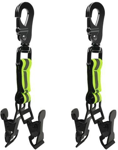 OFFCUP Work Glove Clip, 2PCS Fire Brigade Glove Clip, Glove Holder Clip with Reflective Strips for Belt, Turnout Gear, Firefighter, Guard, Labor Work Clamp Safety (Green)