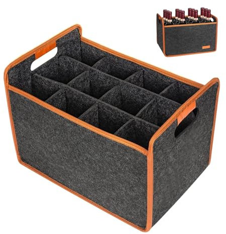 TAOZHUGONG Flaschenträger 12 Fächer Flaschentasche, FlaschenTasche aus Filz Wiederverwendbare, Tragetasche mit Trennwänden Flaschen Tasche Weinflaschenboxen (A - 12 Fächer)