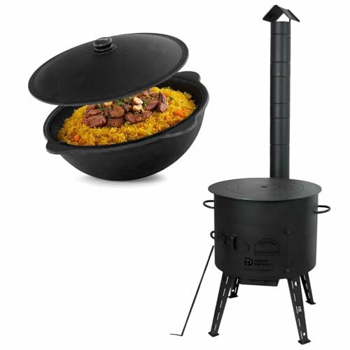 4BIG.fun Utschak Uchag Ø44 Uchag 2 mm Acier 16 L Kazan Wok Cocotte Utschag Anneaux adaptateurs pour poêle de camping, plaque de cuisson, cheminée, cuisine extérieure, four, barbecue, canon à goulasch,