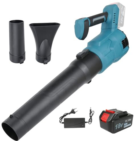 Laubbläser Akku, 21V Akku Laubbläser mit 3.0Ah Akkus, Leaf Blower 6-Gang, Handgeführter Akku-Bläser, 240 km/h Windgeschwindigkeit, Luftmenge 850m³/h, Elektro Laubbläser für Garten Rasenpflege (Typ B)