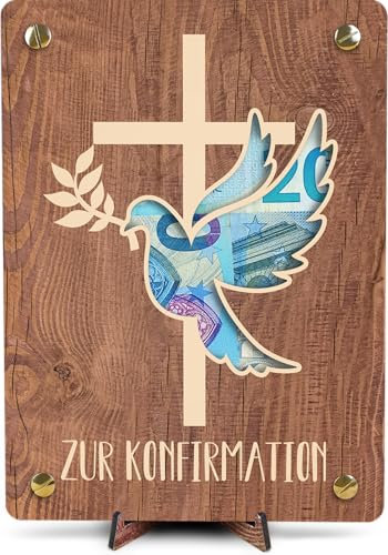 Konfirmation Geldkarte - XL Geldgeschenk aus Holz inkl. Ständer | Konfirmation Deko, Konfirmationskarten, Geschenk Konfirmation Mädchen, Geschenk Konfirmation Junge, Konfirmation Geschenke
