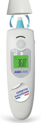 Fieberthermometer Stirn & Ohr ABBICARE™ mit Tasche | Exklusiver Babymodus, präzise & kontaktlos in 1 Sekunde | Multifunktionales Profi-Infrarot-Thermometer für Erwachsene