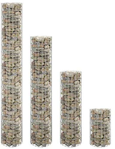 HaoChrymec Gabbioni Rialzati 4 Pezzi, Gabbioni Metallici per Pietre in Acciaio Zincato, Set di Fioriere da Esterno Rotonde Ø30/50/100/150/200 cm, Canestro Parete Giardino