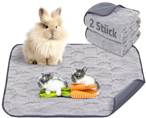 60x45cm Pipipads für Meerschweinchen & Pipi Matte für Kaninchen - Waschbare, saugstarke Unterlage mit rutschfester Unterseite für Hamster und alle Kleintiere Ideal für Käfig, Auto und Sofa