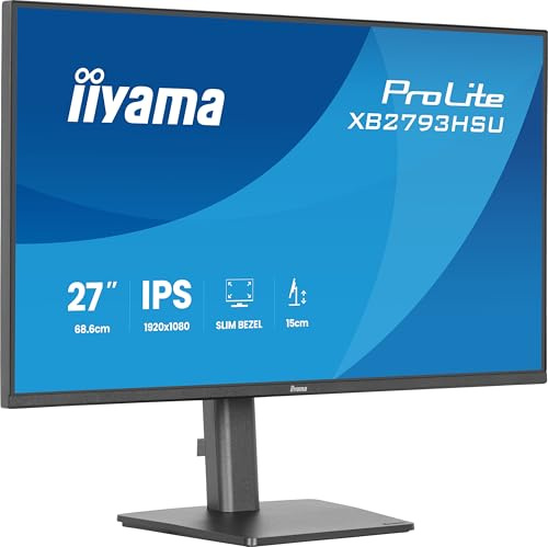 iiyama Prolite XB2793HSU-B1 68,6cm 27 IPS LED-Monitor Full-HD 120Hz HDMI DP USB2.0 Slim-Line Höhenverstellung Pivot Adaptive Sync Energieklasse C schwarz