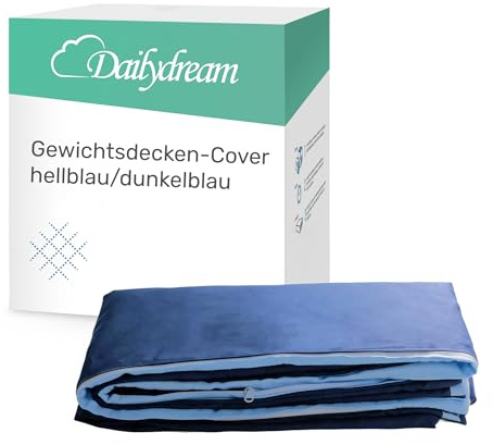 Dailydream Funda para manta de peso para adultos de 135 x 200 cm | bicolor azul | 100% algodón | funda de recambio/funda de repuesto | lavable | transpirable y agradable para la piel | funda para