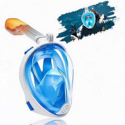 Gafas de Buceo Adulto, Yanghad Mascara Snorkel Adulto, Visión Panorámica de Alta Resolución, Diseño de Canal Antivaho con Doble Flujo De Aire, Visera Resistente a Impactos(L/XL, Azul)