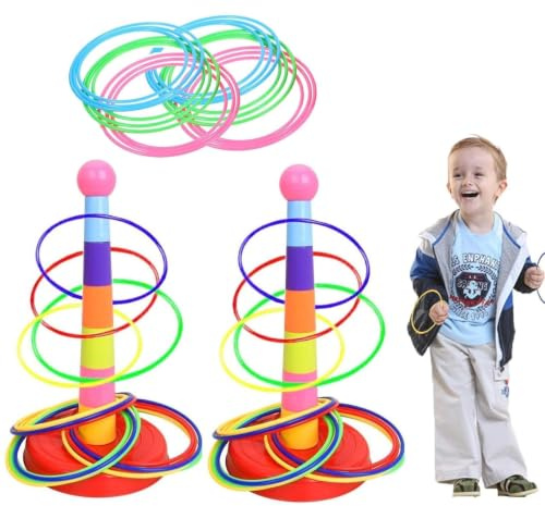 Ring Toss & Hoopla Ring Toss Game, 50 PCS Garden Game for Outdoor & Indoor | Ring Toss, Hoopla, Garden Games Set, High Quality and Durable Ideal for Garden, Backyard, Picnic and Fun Party, for Ages 14+