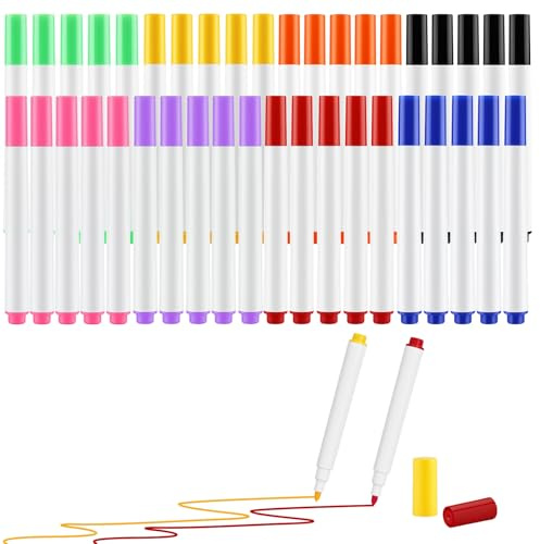 GTOISRUN Whiteboard markörer, 40 stycken foliepennor avtorkningsbara 8 färger whiteboard pennor Dry Rase markeringspenna för kontor, skola, hem planeringstavla blädderblock