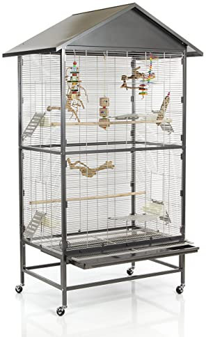 Voliere, Zimmervoliere, Käfig VILLA CASA 90 - antik/plat.