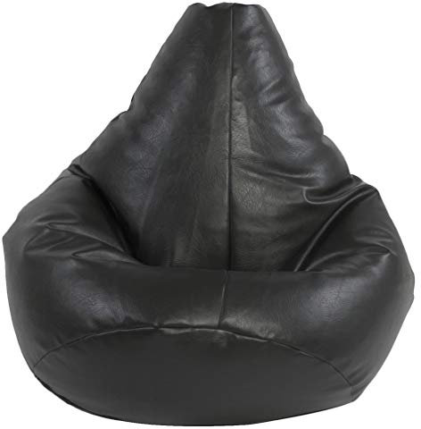 Beautiful Beanbags - X-L Highback Beanbags Faux Leather Gaming Bean Bag Chair - Ready Filled (Black)