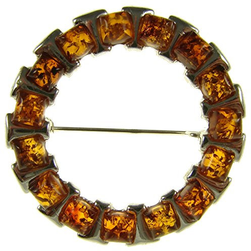 Broche de plata de ley 925 con ambar del Baltico joyeria
