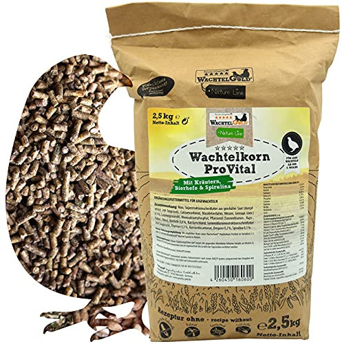 WachtelGold Wachtelfutter 2,5kg - Wachtelkorn ProVital - ohne Gentechnik, ohne Palmöl - Legefutter, Legekorn
