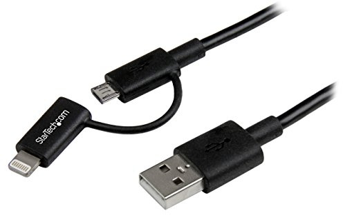 StarTech.com Cavo di ricarica 2 in 1 da 1m - Da USB a Lightning o Micro-USB per iPhone / iPad / iPod / Android - Certificato Apple MFi - Caricabatterie multi-telefono - USB 2.0