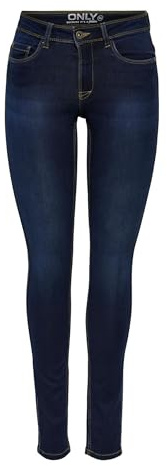 ONLY ONLPower Women's Mid Push Up Skinny Jeans, Dark Blue Denim, M / 30L