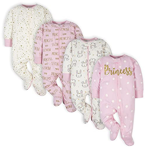 Gerber 4 Pack Baby Girls' Princess Sleep 'n Plays