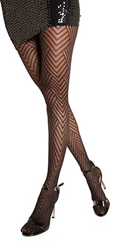 strumpfhosen damen muster ，Blickdichte Strumpfhose 120 Denier mit Rautenmuster N.1453 (schwarz, L/XL)