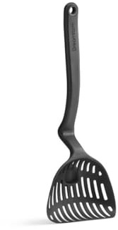 Dreamfarm Lestrain 2-in-1 Drip-Catching Sit-Up Slotted Cooking Spoon Scoop & Strainer - 11 Black