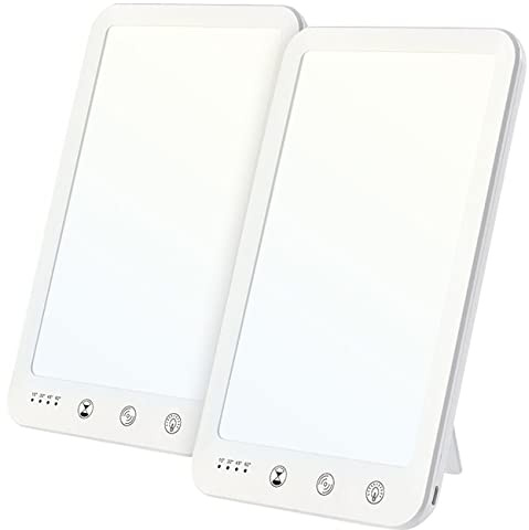 Lunartec Tageslichtleuchte: 2er-Set CCT-LED-Tageslichtlampe, 10.000 Lux, Timer, USB-C, 3000-6500K (Vollspektrum Tageslichtlampe, Lichttherapie, Sonnenuntergang)