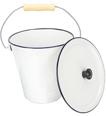 Cabilock Emaille-Eimer Mit Deckel Vintage Eimer Wasservorratsbehälter Reisspender Metallbehälter Mehlbehälter Metall Mülleimer Partyeimer Kleiner Mülleimer Blumenkrug