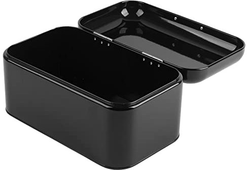 Dioche Bread Box, Bread Box Retro, Solid Color Retro Metal Bread Bin Box Large Capacity Kitchen Storage Container for Homemade Bread, Toast, Bagel, Donut and Cookies (Black)
