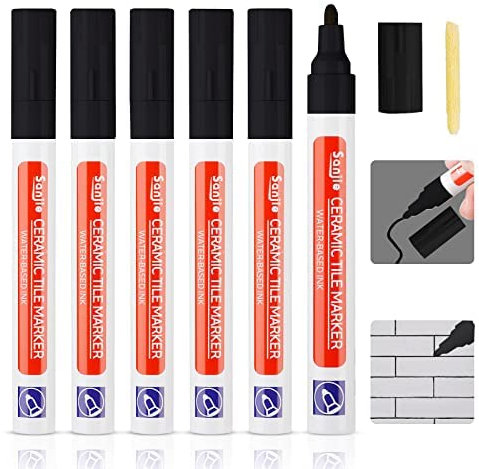 DONQL 6 Unidades Blanqueador de Juntas Azulejos, blanqueador Juntas Azulejos, Limpia Juntas Baldosas Negro,Bolígrafo de Lechada para Azulejos Baño,Marcador de Juntas de Azulejos Para Baño Cocina