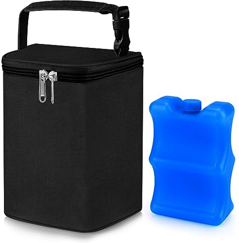 Accmor Breastmilk Cooler Bag with Ice Pack, Baby Bottle Cooler Bags, Insulated Bottle Cooler Tote Bags On The Go, Fits 4 Large 8oz Bottles, for Nursing Mom Daycare Travel, Black