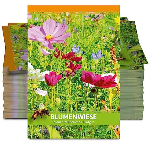 FLORTUS Blumenwiese für Gastgeschenke (100 Stück) | Blumensamen Mischung für Bienen & Insekten als Dankeschön Geschenke & Werbegeschenke