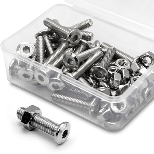 (30 Ensembles) Vis M6 x 30mm en Acier Inoxydable 304 Avec tête Plate Hexagonale et écrous - Connecteurs de Mmeubles